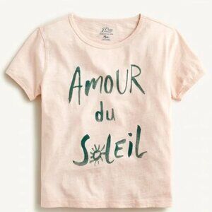 J. Crew Peach Color 100% Cotton Vintage Amour du Soleil Crop T-Shirt Sz Medium